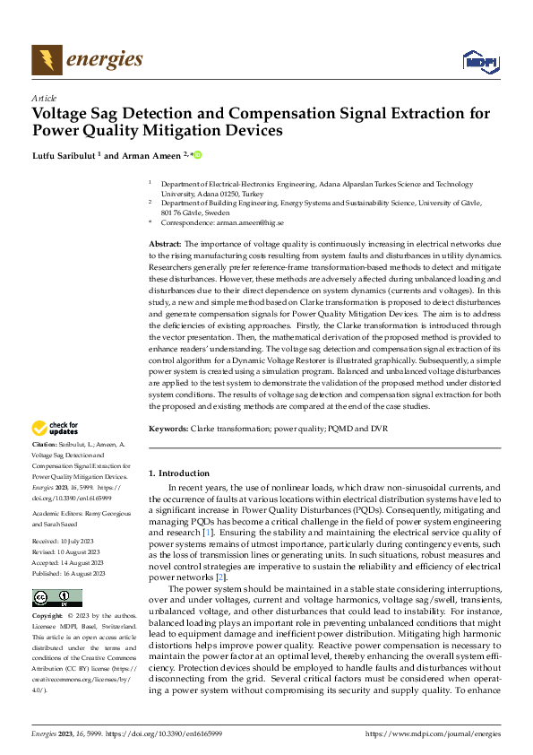 (PDF) Voltage Sag Detection and Compensation Signal Extraction for ...