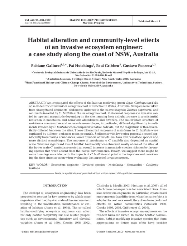 (PDF) Habitat alteration and community-level effects of an invasive ...