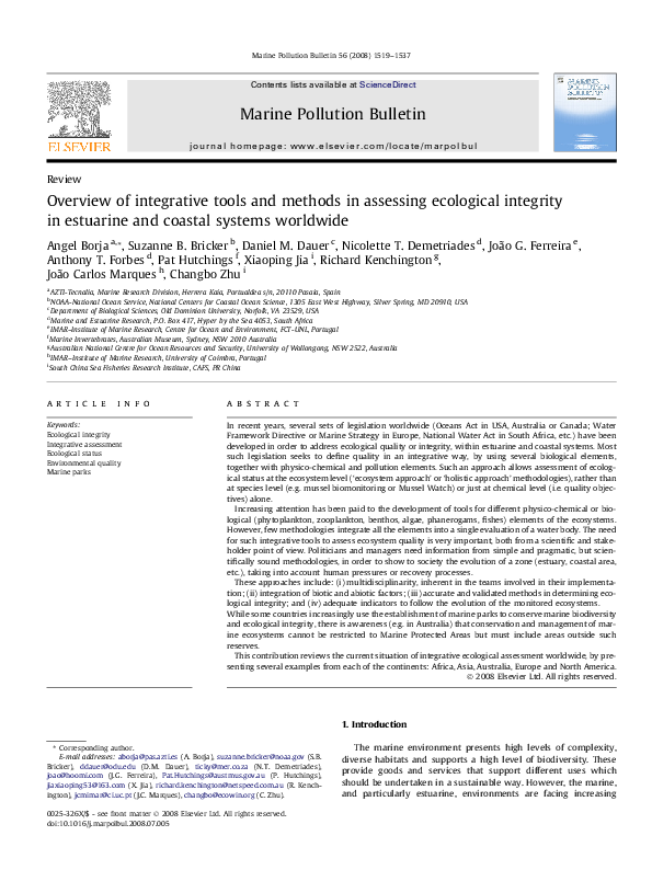 (PDF) Overview of integrative tools and methods in assessing ecological ...