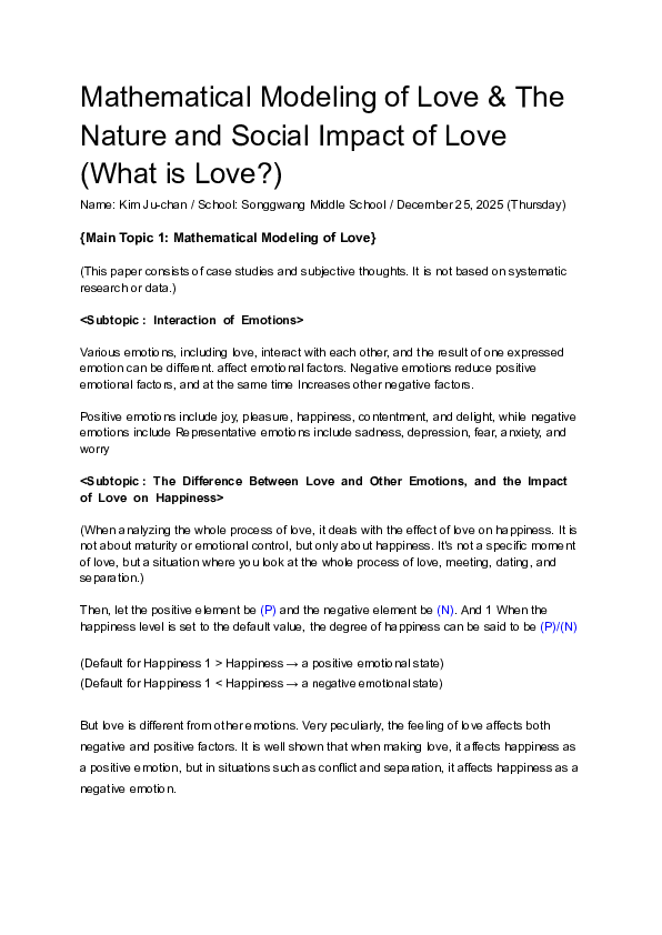 (PDF) Mathematical Modeling of Love & The Nature and Social Impact of ...