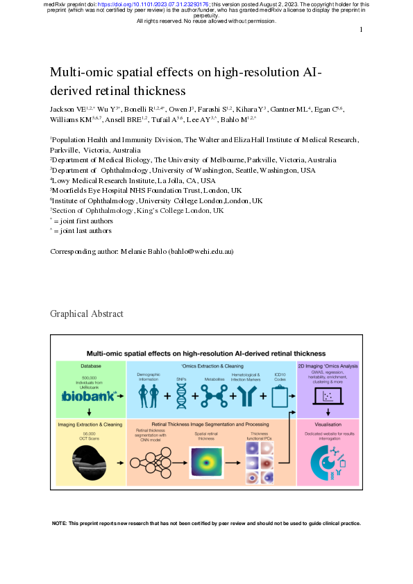 (PDF) Multi-omic spatial effects on high-resolution AI-derived retinal ...