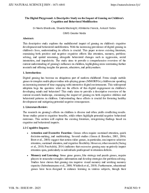 (PDF) The Digital Playground: A Descriptive Study on the Impact of ...