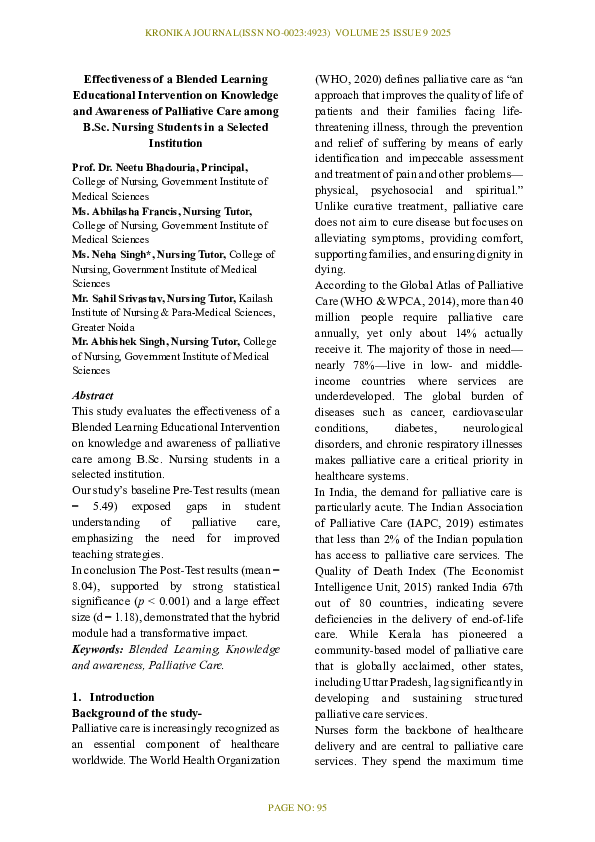 (PDF) Effectiveness of a Blended Learning Educational Intervention on ...