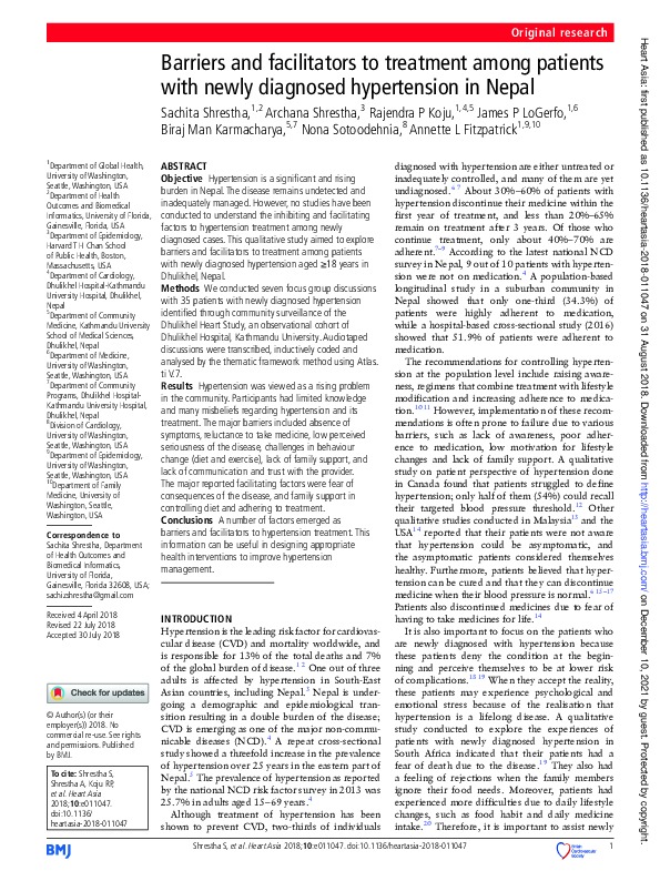 (PDF) Barriers and facilitators to treatment among patients with newly ...