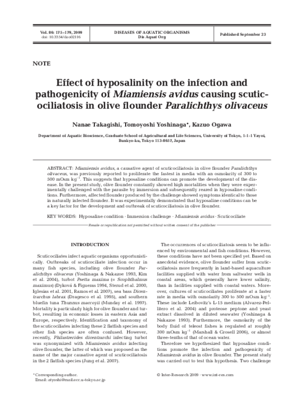 (PDF) Effect of hyposalinity on the infection and pathogenicity of ...