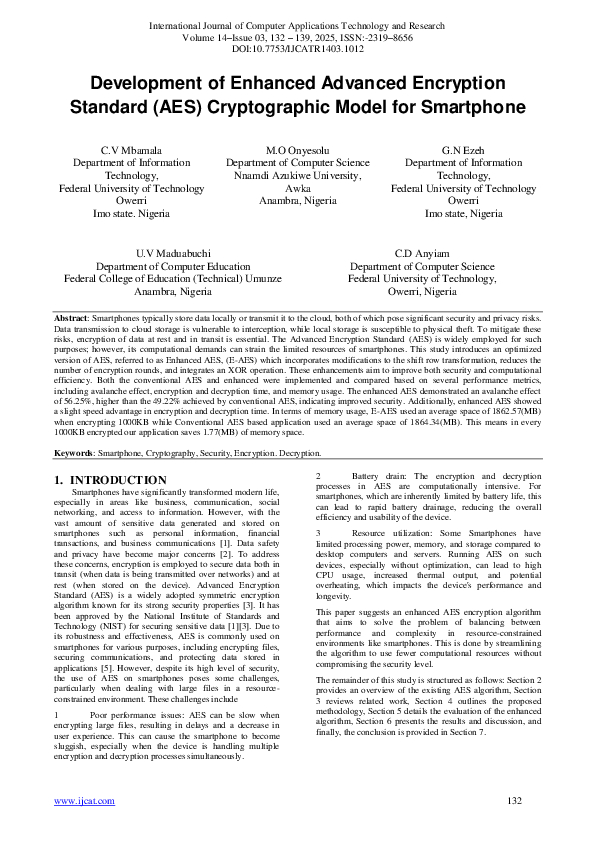 (PDF) Development of Enhanced Advanced Encryption Standard (AES ...