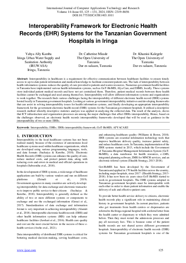 (PDF) Interoperability Framework for Electronic Health Records (EHR ...