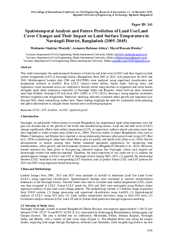 (PDF) Spatiotemporal Analysis and Future Prediction of Land Use/Land ...