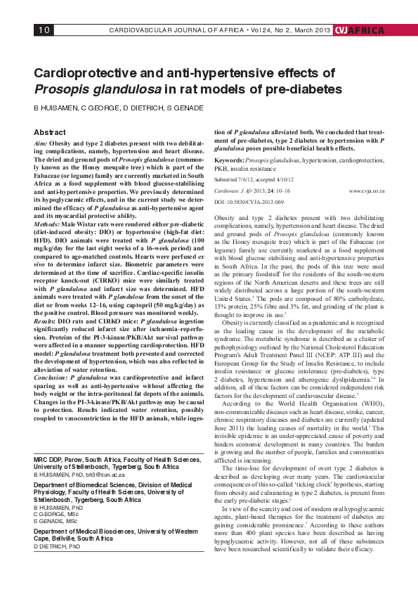 (PDF) Cardioprotective and anti-hypertensive effects of Prosopis ...
