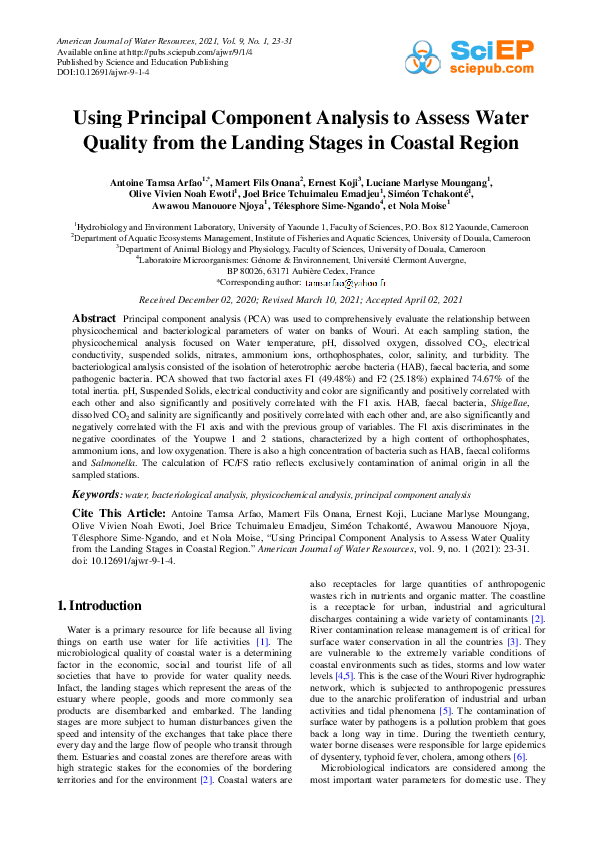 (PDF) Using Principal Component Analysis to Assess Water Quality from ...