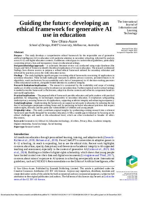 (PDF) Guiding the future: developing an ethical framework for ...