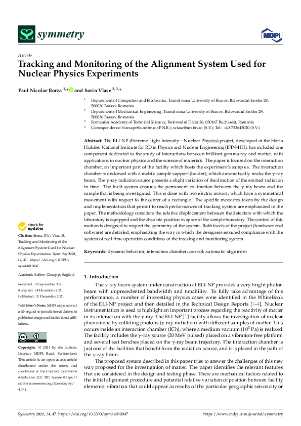 (PDF) Tracking and Monitoring of the Alignment System Used for Nuclear ...