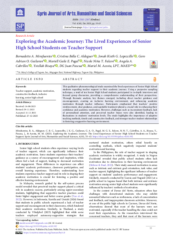 (PDF) Exploring the Academic Journey: The Lived Experiences of Senior ...