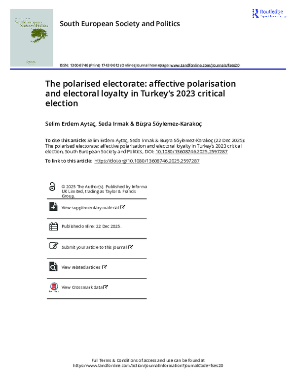 (PDF) The polarised electorate: affective polarisation and electoral ...