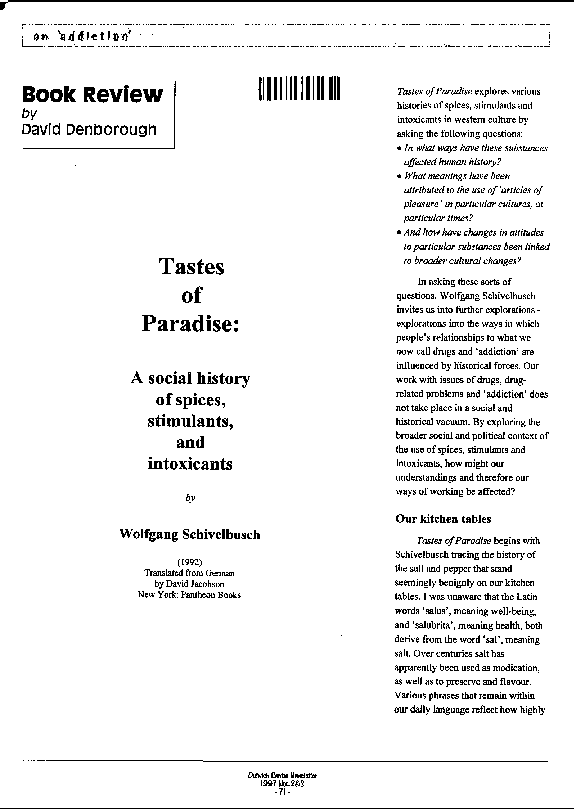 (PDF) Book Review: 'Tastes of Paradise - A social history of spices, stimulants, and intoxicants ...