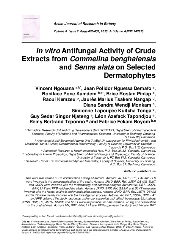 (PDF) In vitro Antifungal Activity of Crude Extracts from Commelina ...