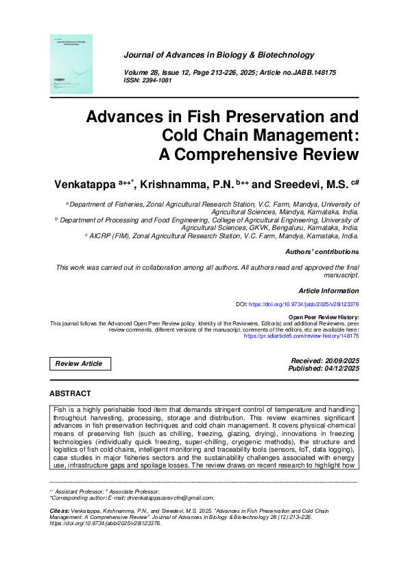 (PDF) Advances in Fish Preservation and Cold Chain Management: A ...