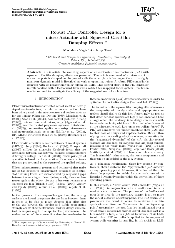 (PDF) Robust PID controller design for a micro-actuator with squeezed ...