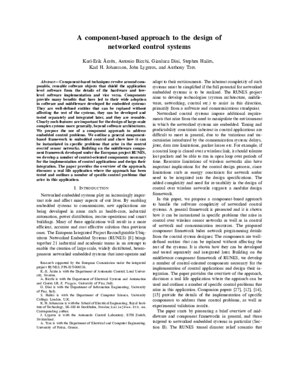 (PDF) A Component-Based Approach to the Design of Networked Control Systems