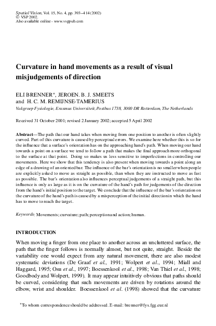 (PDF) Curvature in hand movements as a result of visual misjudgements ...