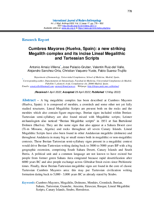 (PDF) Cumbres Mayores (Huelva, Spain): A new striking Megalith complex ...