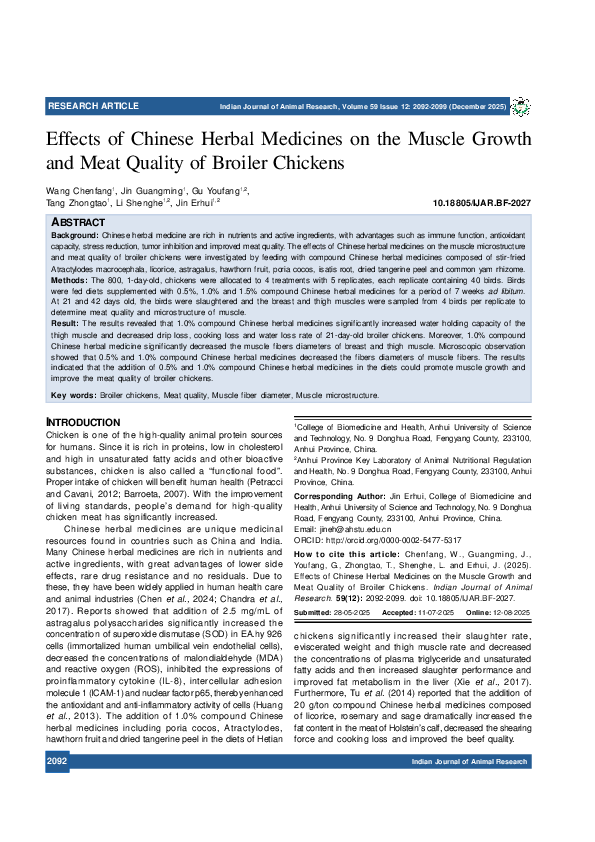 (PDF) Effects of Chinese Herbal Medicines on the Muscle Growth and Meat ...