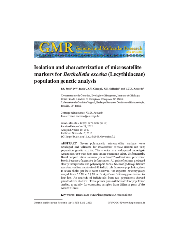 (PDF) Isolation and characterization of microsatellite markers for ...