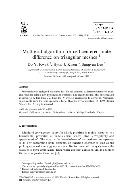 (PDF) Multigrid algorithm for cell centered finite difference on ...