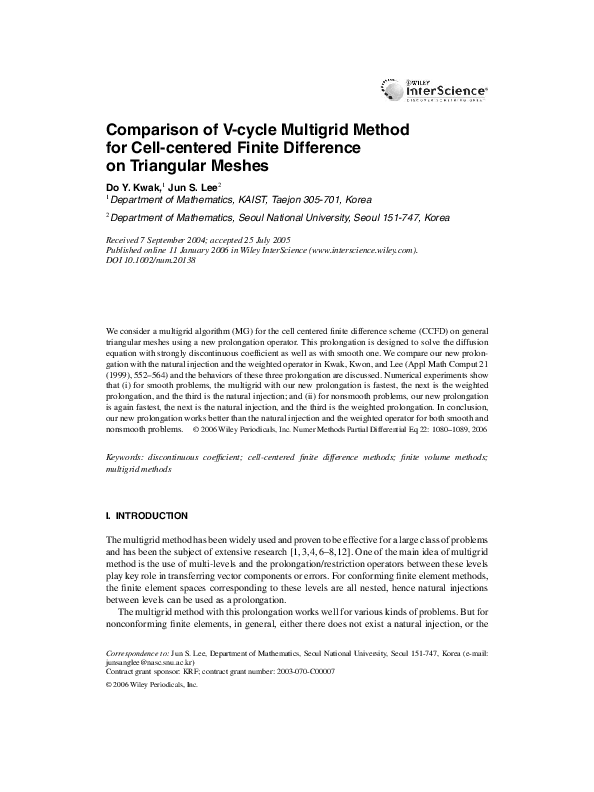 (PDF) Comparison of V‐cycle multigrid method for cell‐centered finite ...