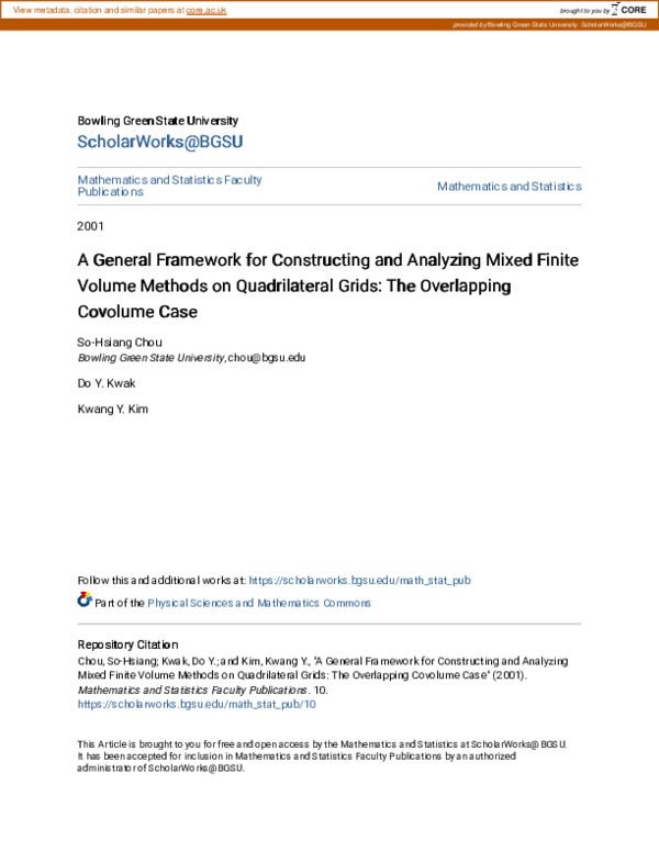 (PDF) A General Framework for Constructing and Analyzing Mixed Finite ...