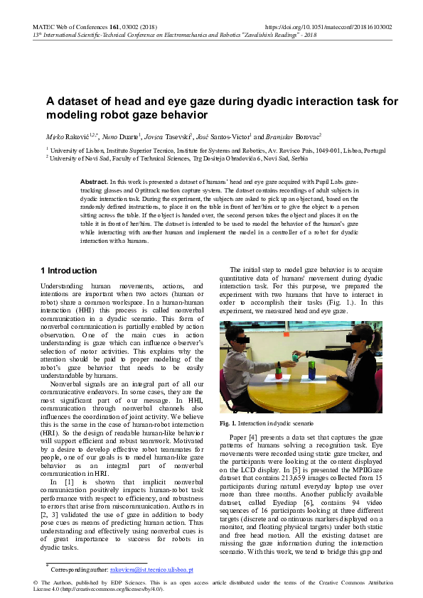 (PDF) A dataset of head and eye gaze during dyadic interaction task for ...