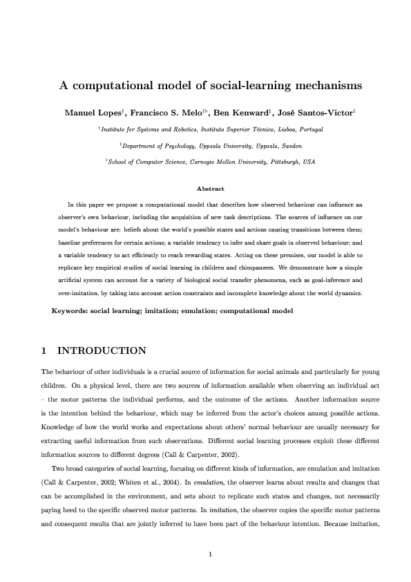 (PDF) A Computational Model of Social-Learning Mechanisms