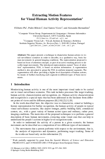 (PDF) Extracting Motion Features for Visual Human Activity Representation