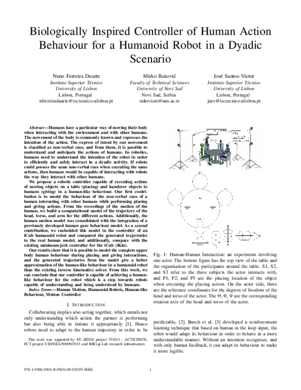 (PDF) Biologically Inspired Controller of Human Action Behaviour for a ...