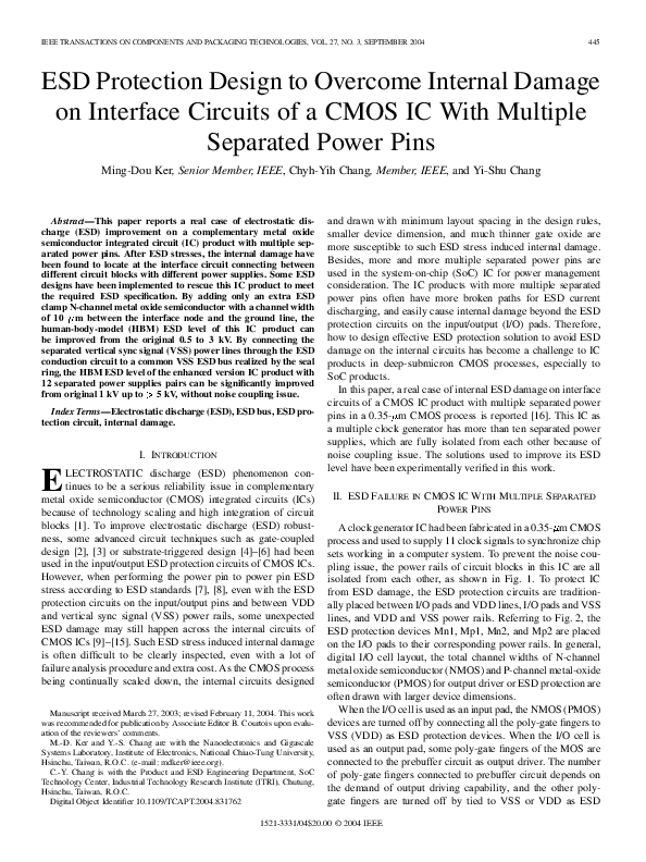 (PDF) ESD Protection Design to Overcome Internal Damage on Interface ...