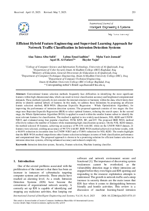 (PDF) Efficient Hybrid Feature Engineering and Supervised Learning ...