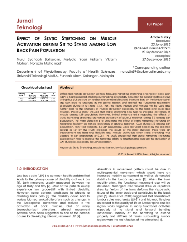 (PDF) Effect of Static Stretching on Muscle Activation During Sit to ...