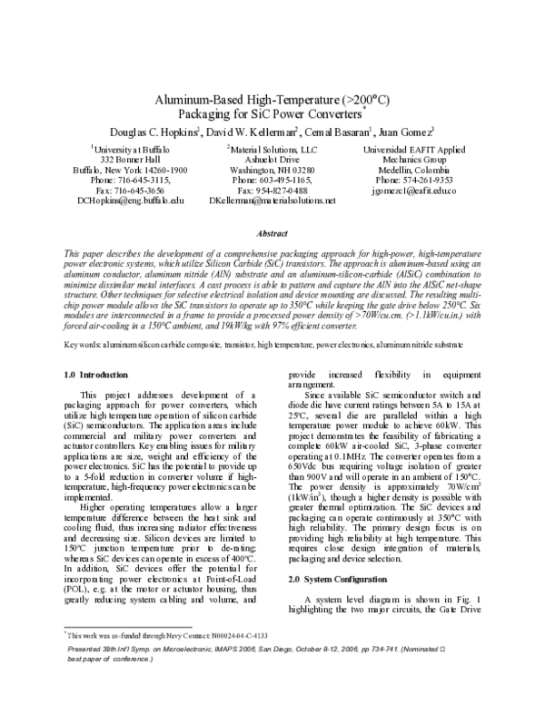 (PDF) Aluminum-Based High-Temperature (> 200 C) Packaging for SiC Power ...