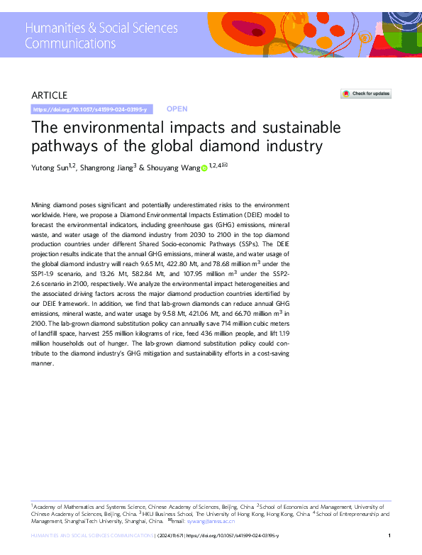 (PDF) The environmental impacts and sustainable pathways of the global ...