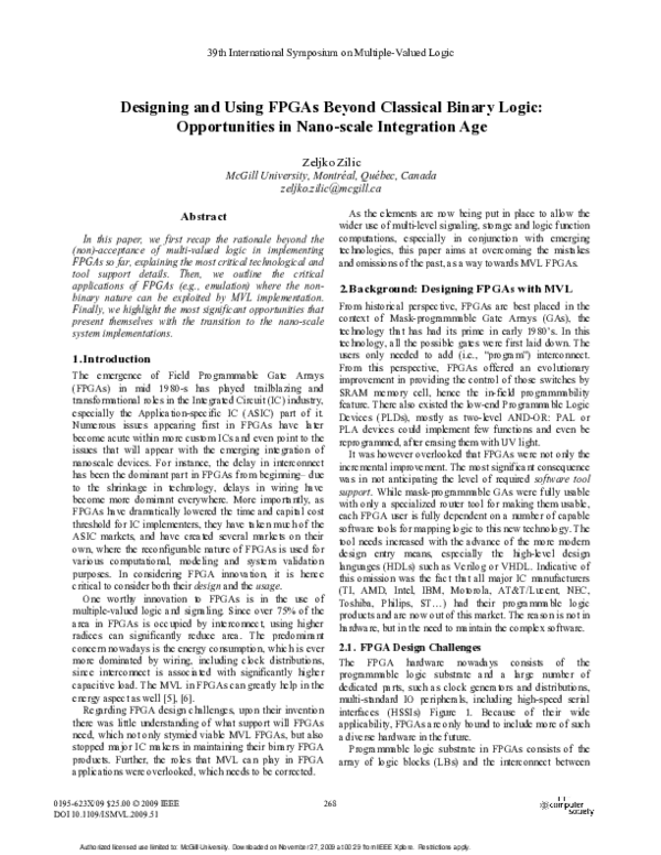 (PDF) Designing and Using FPGAs beyond Classical Binary Logic ...
