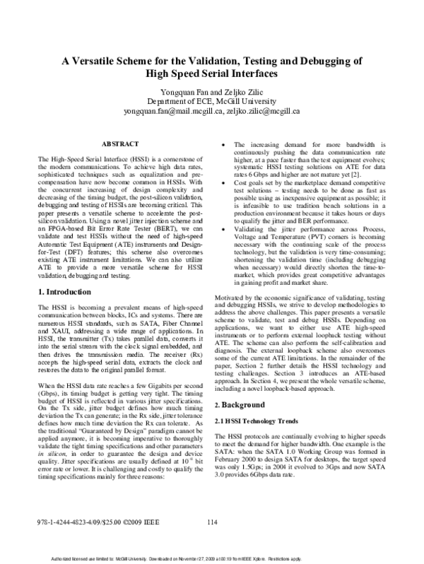 (PDF) A versatile scheme for the validation, testing and debugging of ...
