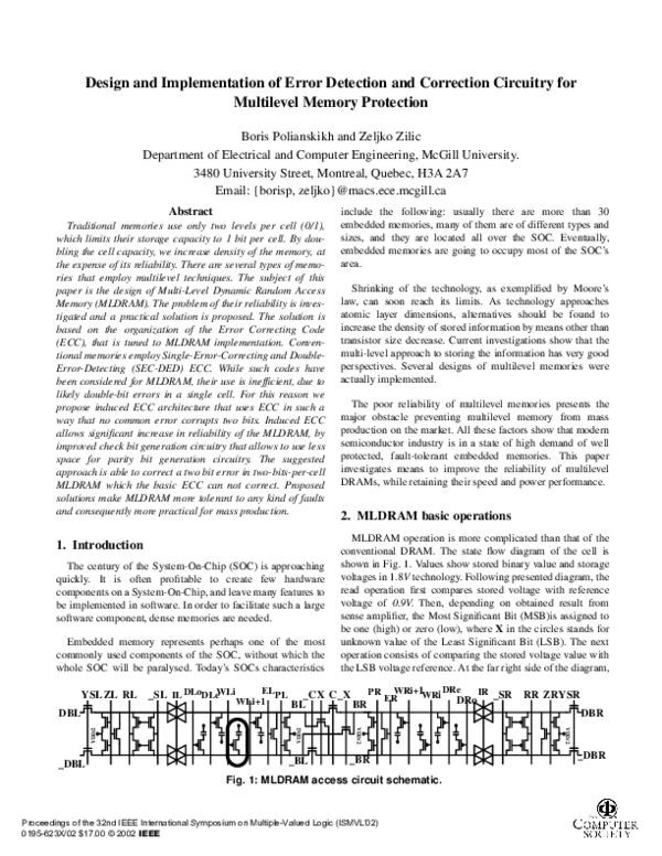 (PDF) Design and implementation of error detection and correction ...