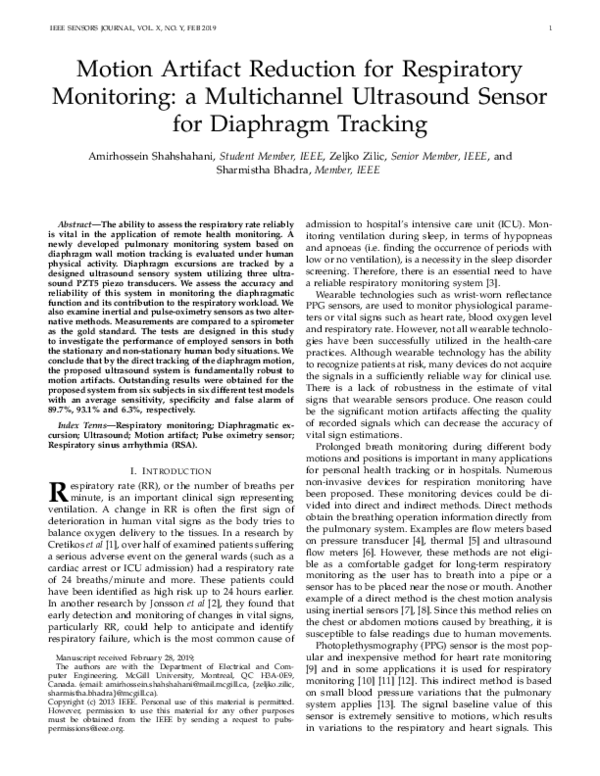 (PDF) Motion Artifact Reduction for Respiratory Monitoring: A ...