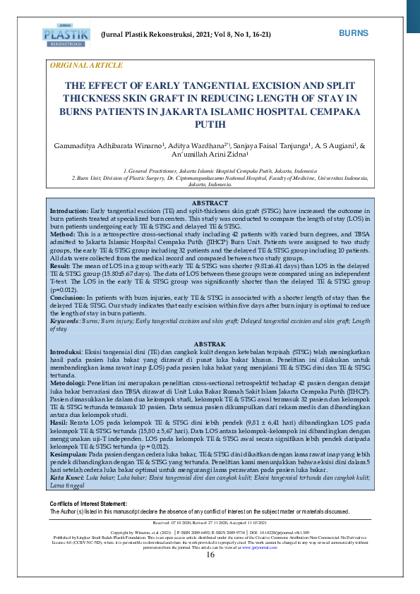 (PDF) The Effect of Early Tangential Excision and Split Thickness Skin ...