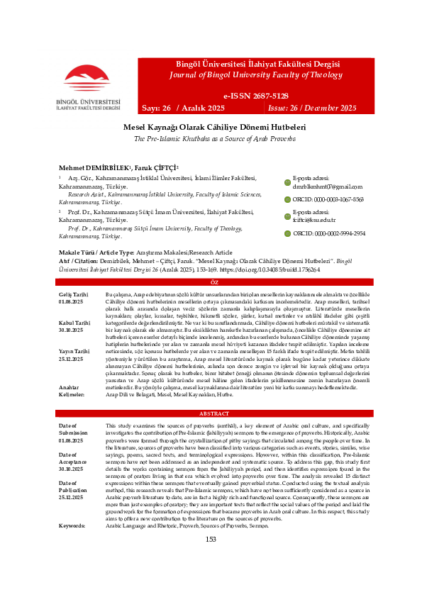 (PDF) Mesel Kaynağı Olarak Câhiliye Dönemi Hutbeleri / The Pre-Islamic ...