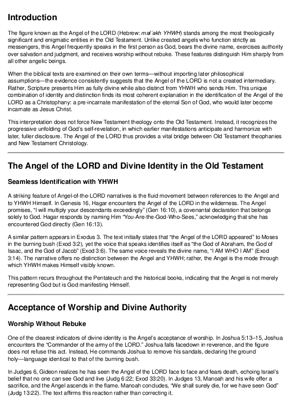 (PDF) Identifying the Angel of the LORD: A Scriptural Analysis