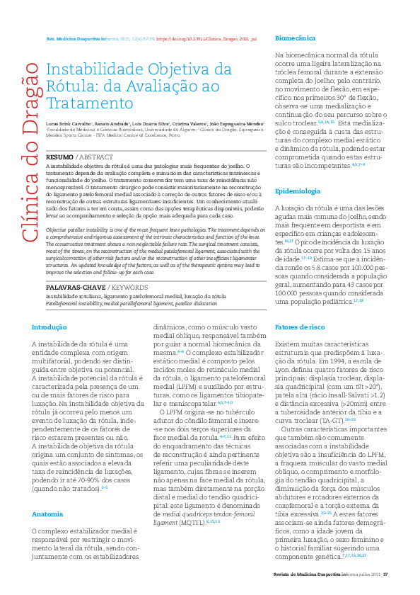 (PDF) Instabilidade Objetiva da Rótula: da Avaliação ao Tratamento