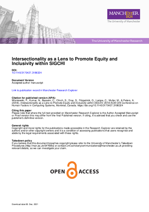 (PDF) Intersectionality as a Lens to Promote Equity and Inclusivity ...