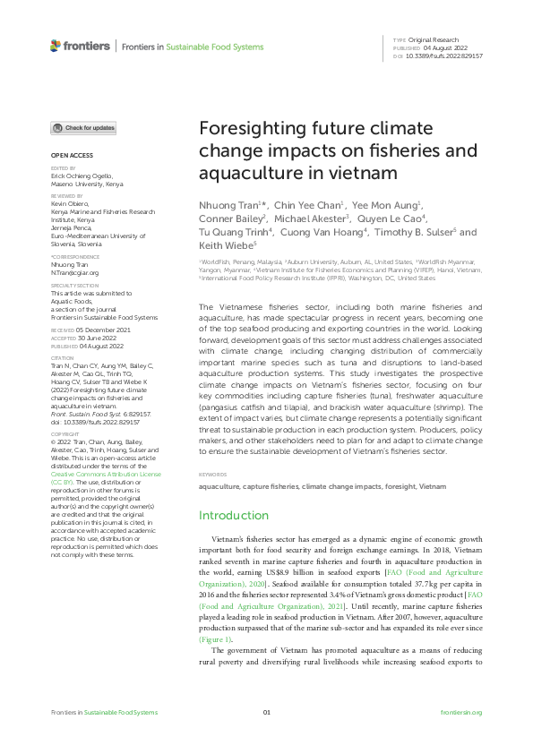 (PDF) Foresighting future climate change impacts on fisheries and ...