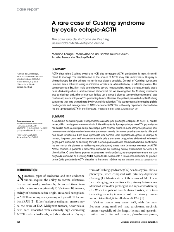 (PDF) A rare case of Cushing syndrome by cyclic ectopic-ACTH